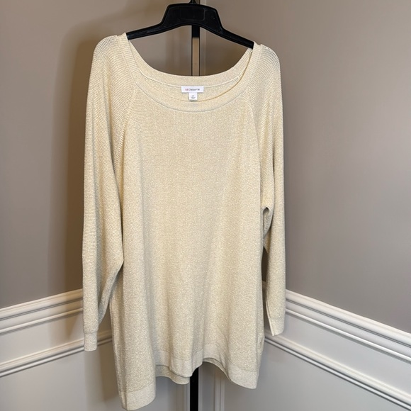 Liz Claiborne cream and gold metallic sweater size 2X - Picture 1 of 8